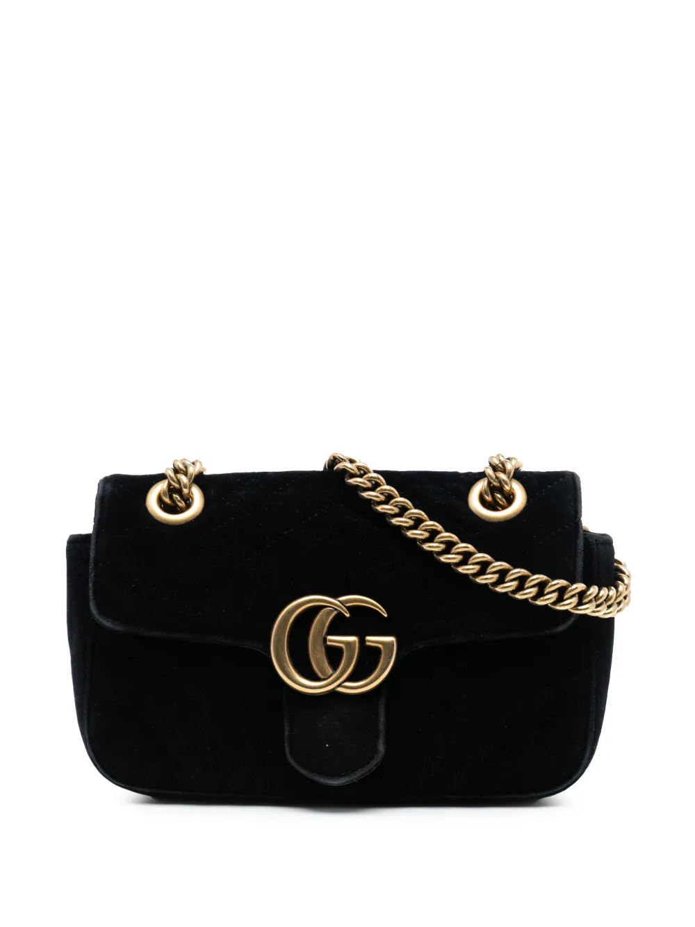 Gucci Pre-Owned 2016-2026 Small GG Marmont Matelasse Velvet shoulder bag - Nero