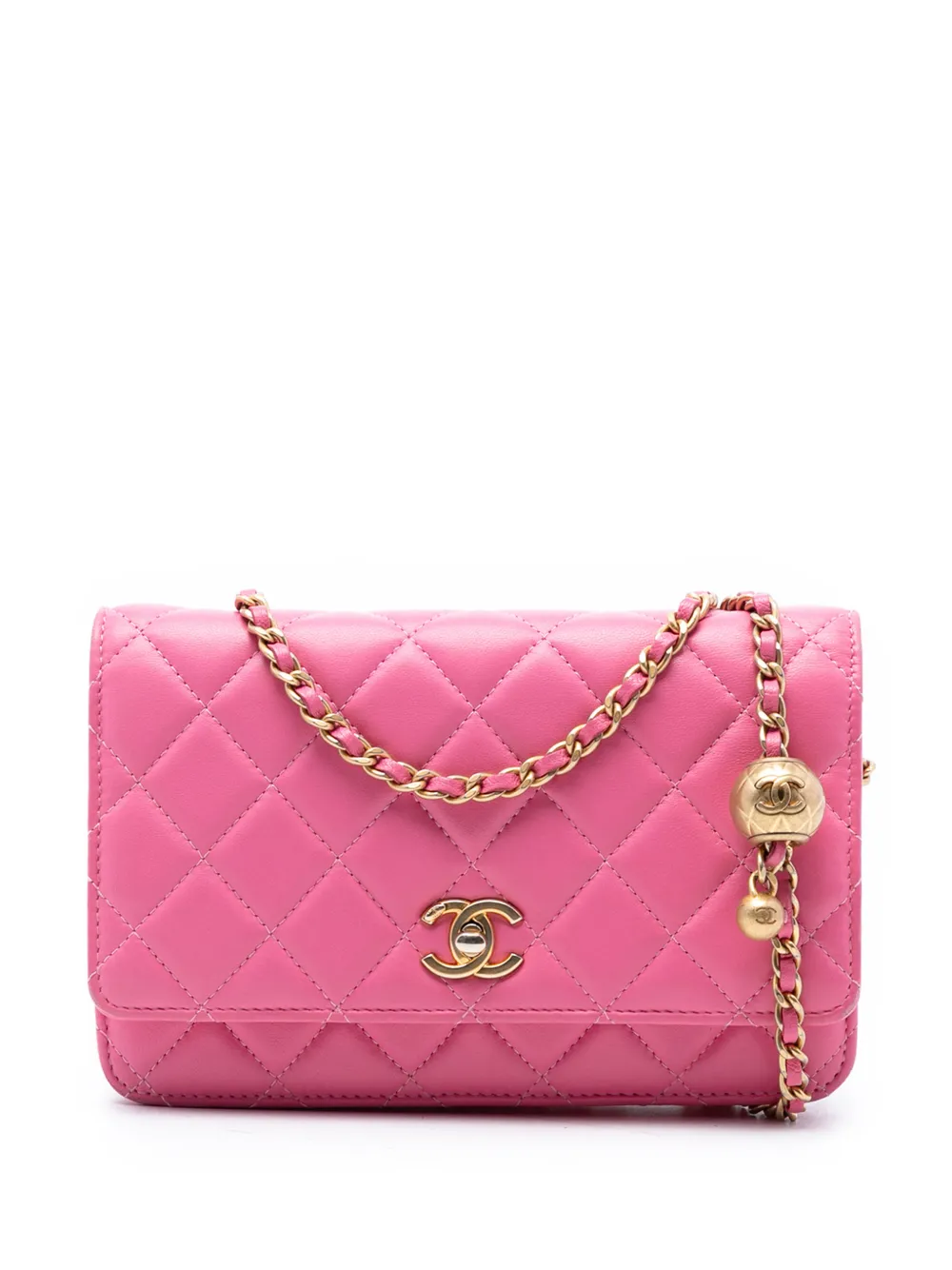 CHANEL Pre-Owned 2019 Lambskin Pearl Crush Wallet On Chain crossbody bag - Rosa