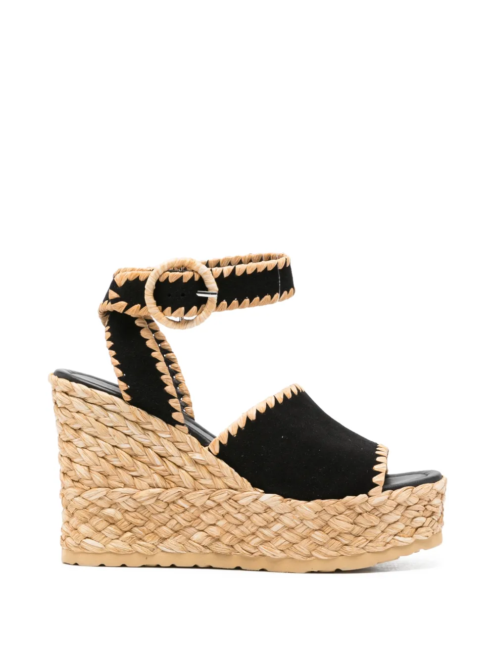 Paloma Barceló buckle platform heeled espadrilles Zwart