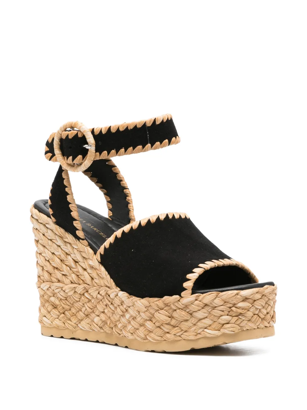  Paloma Barceló Buckle Platform Heeled Espadrilles - Black 