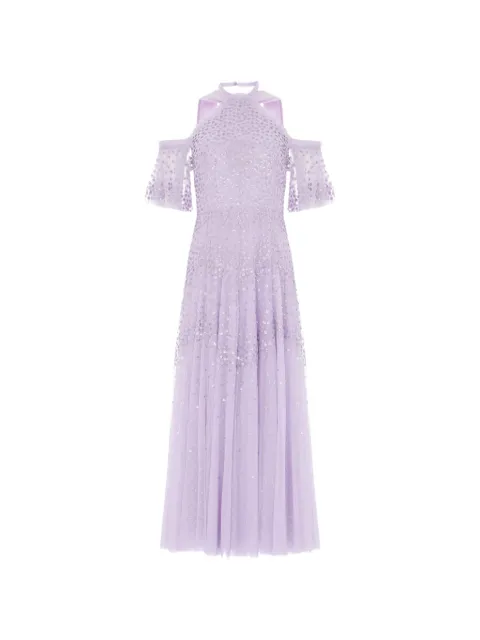 Needle & Thread 물결 홀터 넥 이브닝 드레스