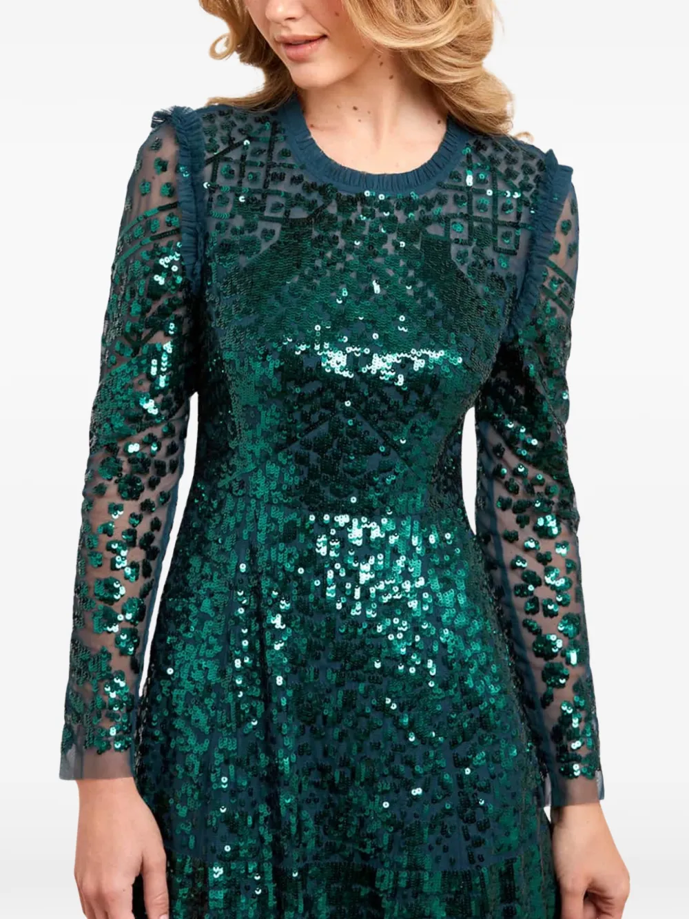 Needle & Thread Aurora maxi-jurk verfraaid met pailletten Groen