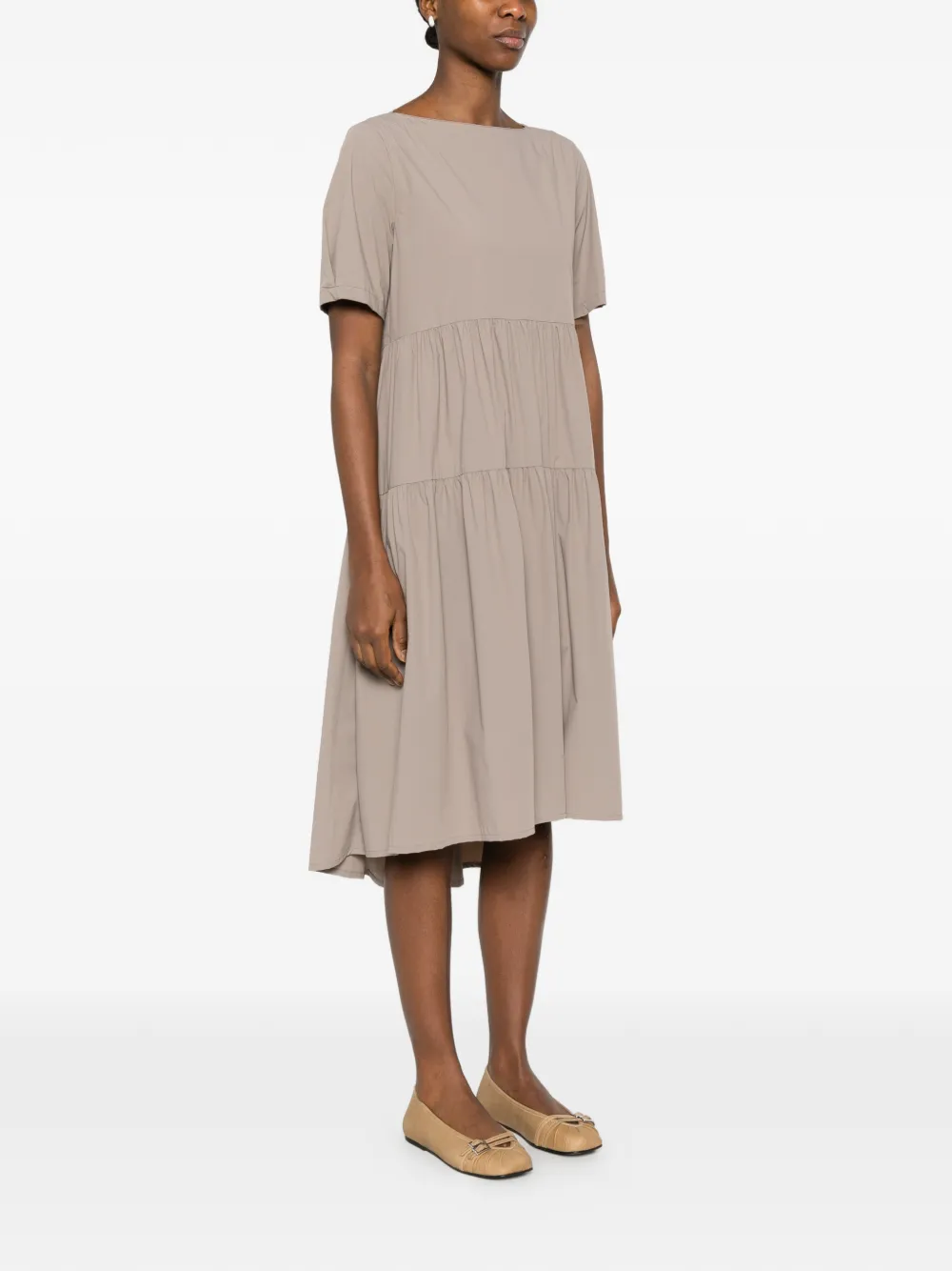 Tiered Short-Sleeve Midi Dress
