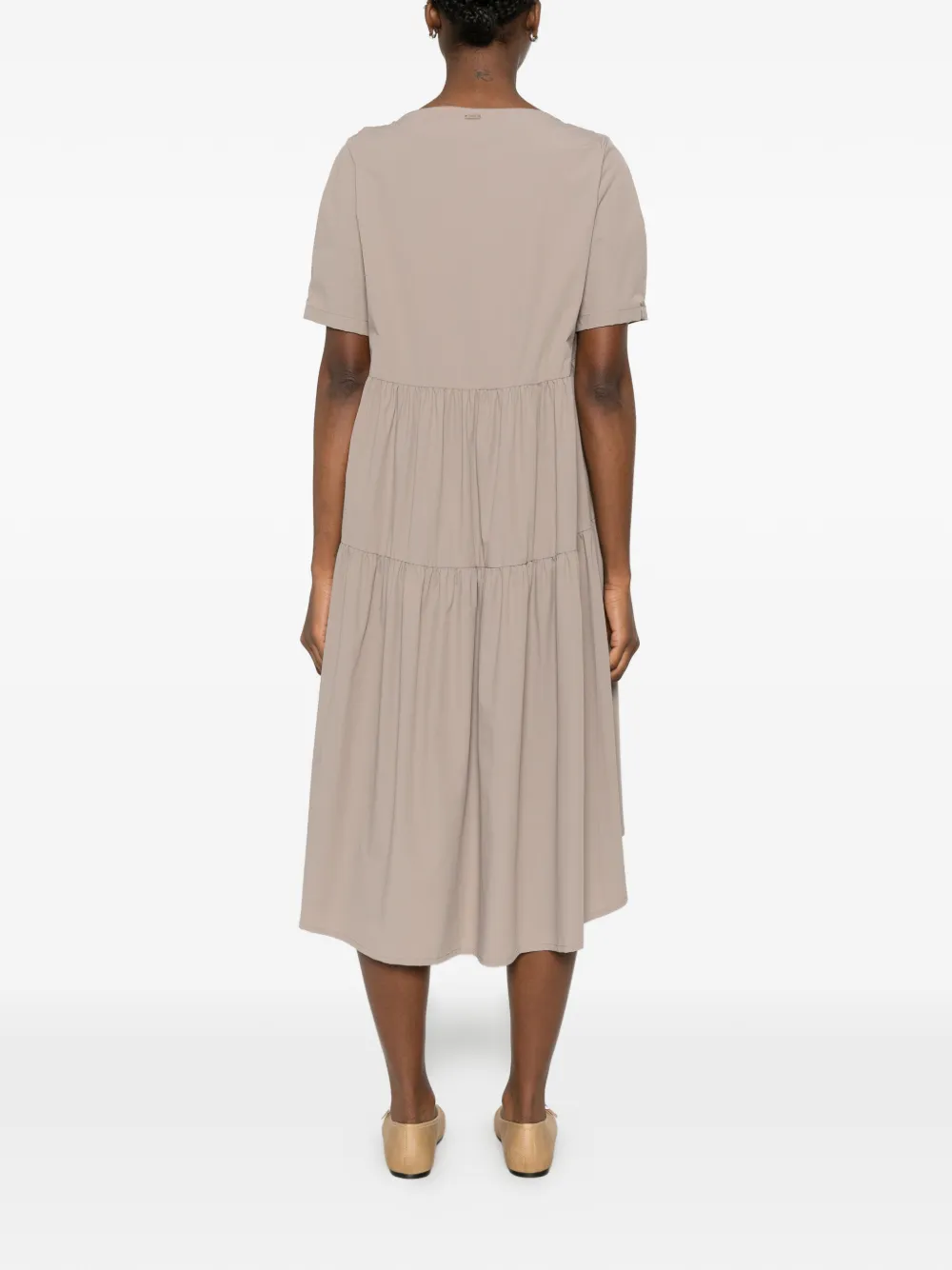 Tiered Short-Sleeve Midi Dress