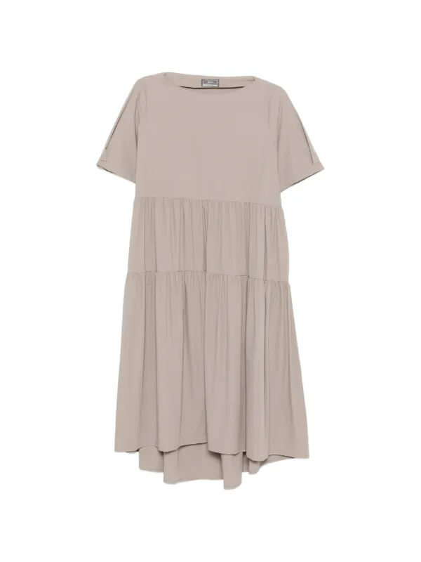 Herno Tiered Short-sleeve Midi Dress in Grey