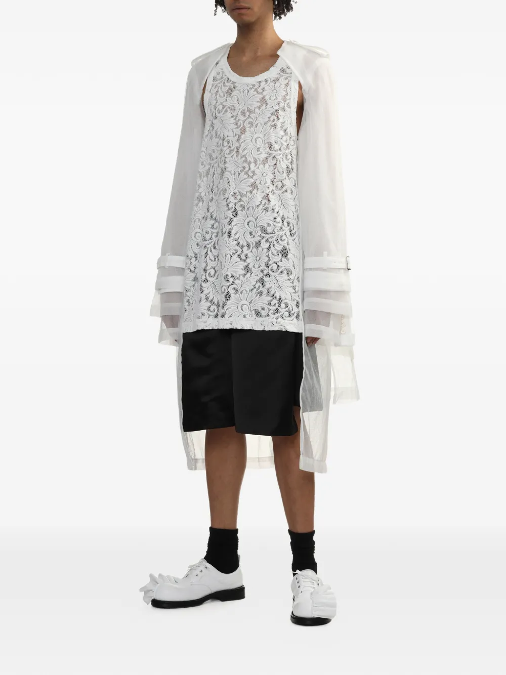 Comme des Garçons Homme Plus Jas met gesp en vlakken Wit