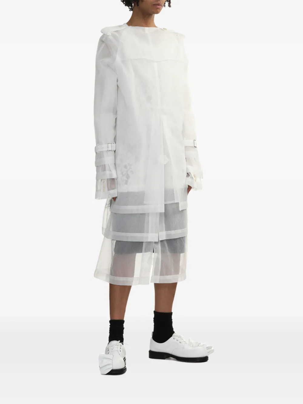 Comme des Garçons Homme Plus Jas met gesp en vlakken Wit