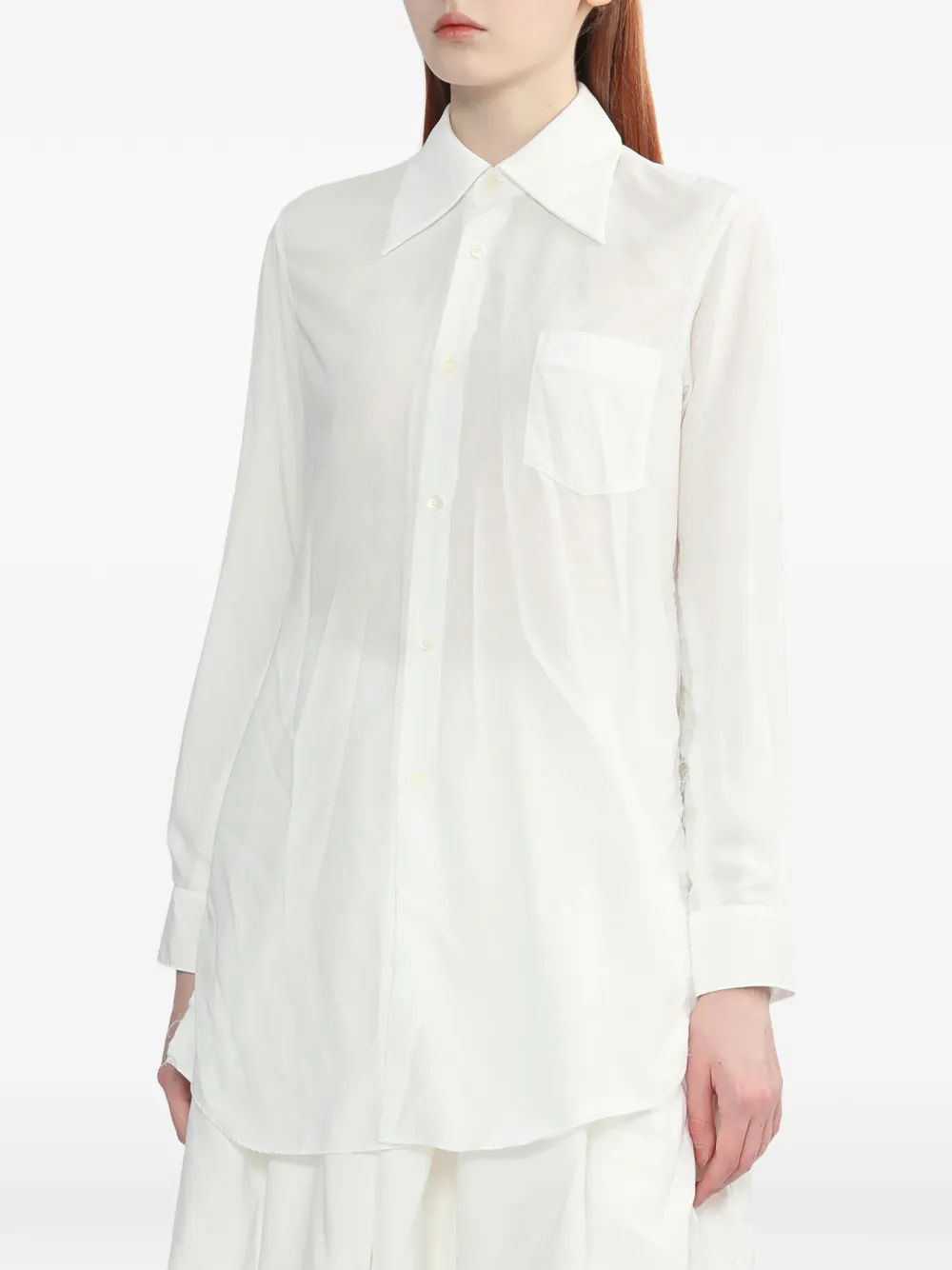  Comme Des Garçons Chest-pocket Collared Mini Dress - White 