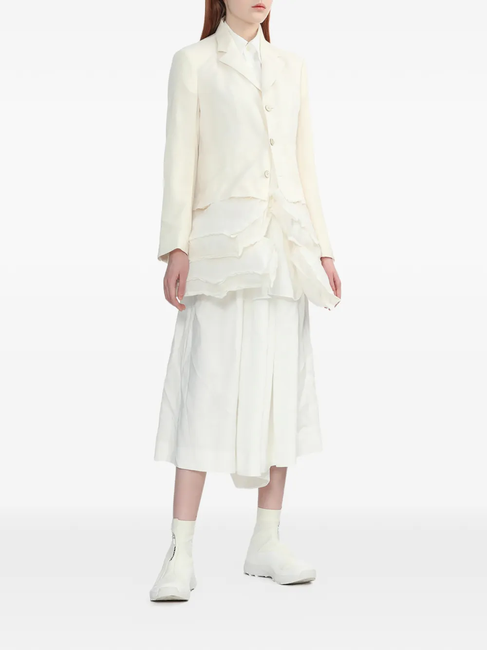  Comme Des Garçons Chest-pocket Collared Mini Dress - White 