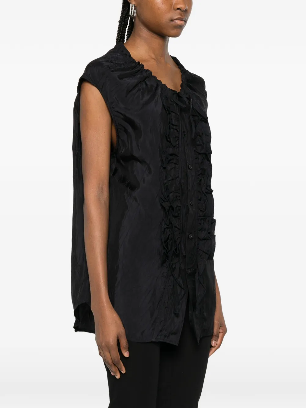  Plan C Ruffled Blouse - Black 