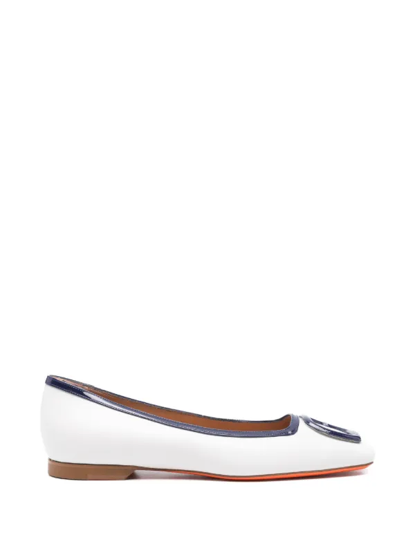 Santoni Square-toe Pumps in White