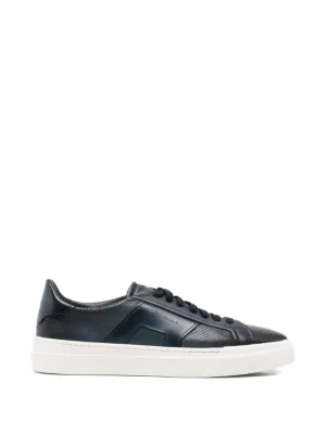 Santoni Grained Leather Sneakers | Blue | FARFETCH