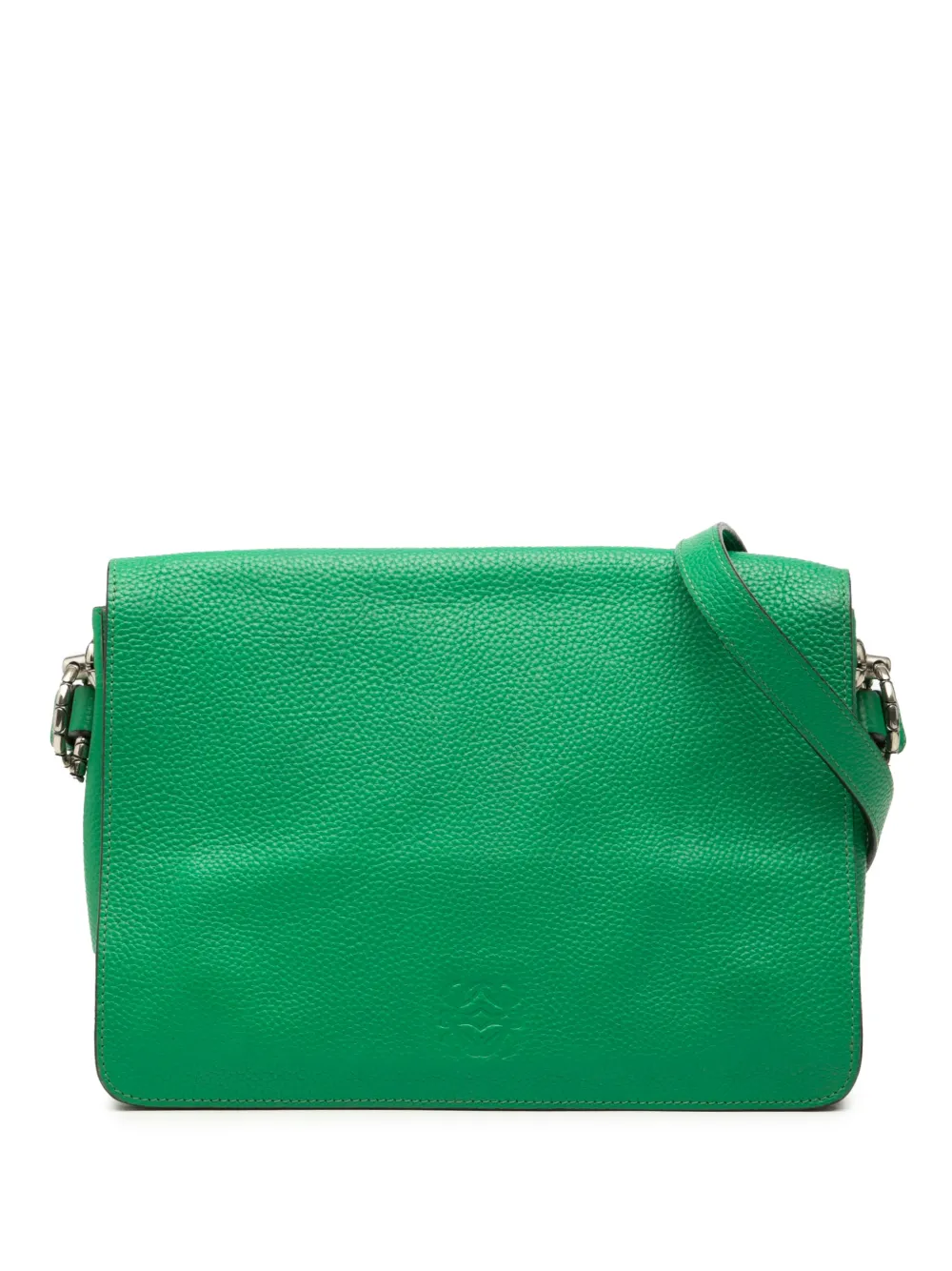 Loewe Pre-Owned 2010-2025 Pebbled Calfskin Anagram Flap crossbody bag - Verde