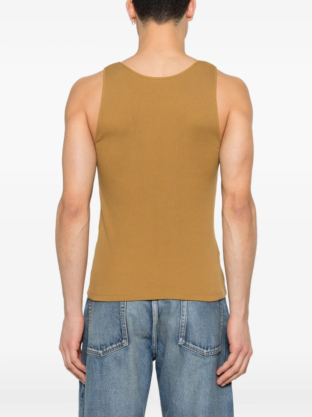 Saint Laurent Geribbelde top Beige