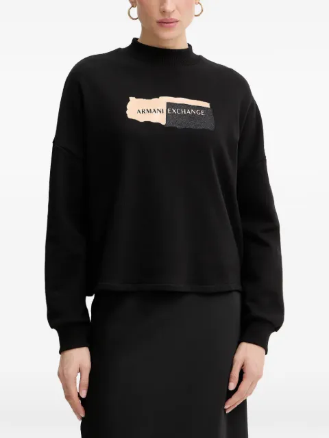 Armani Exchange sudadera con logo estampado y cuello falso