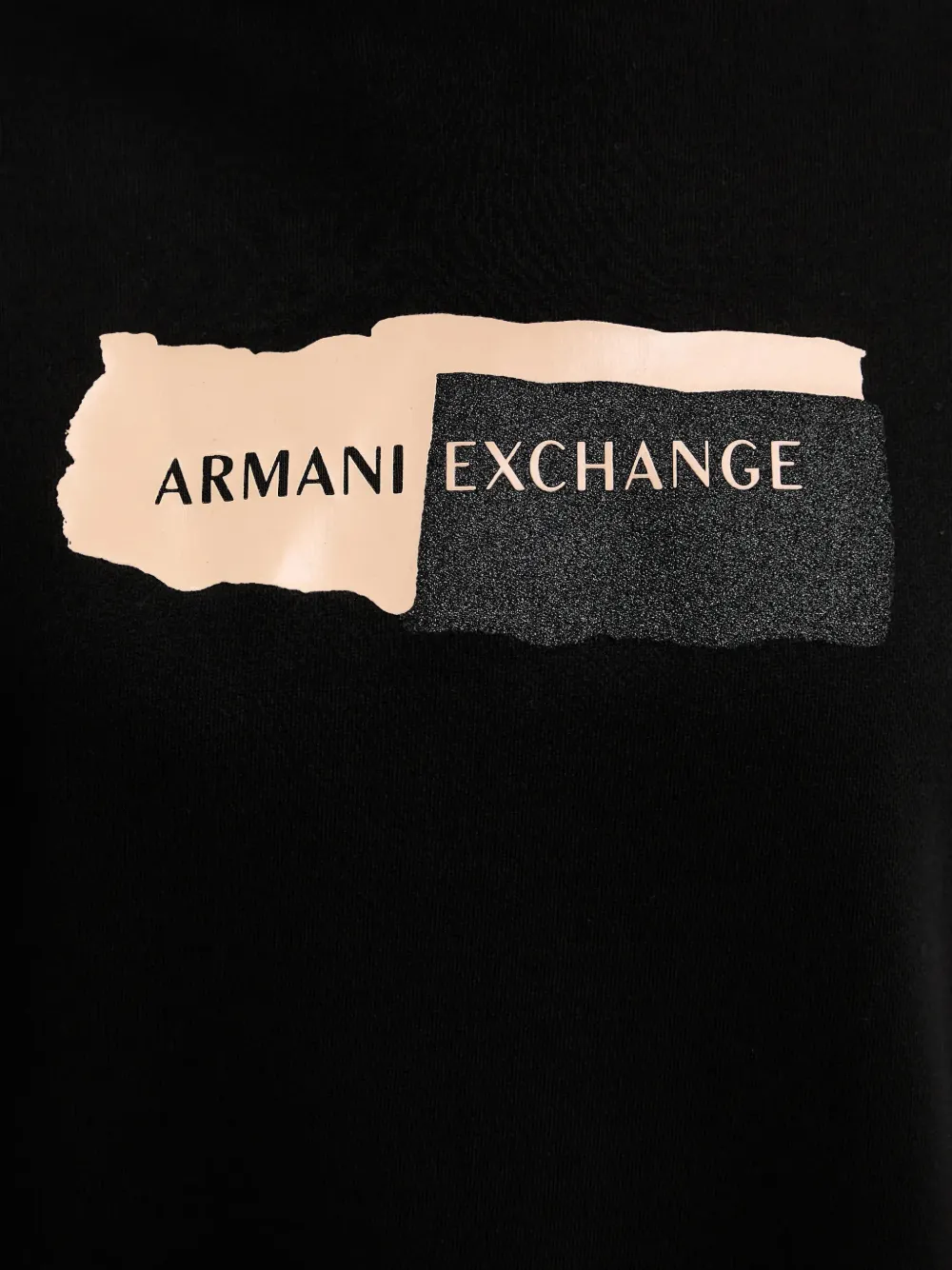 Armani Exchange Sweater met print en gedrapeerde hals Zwart