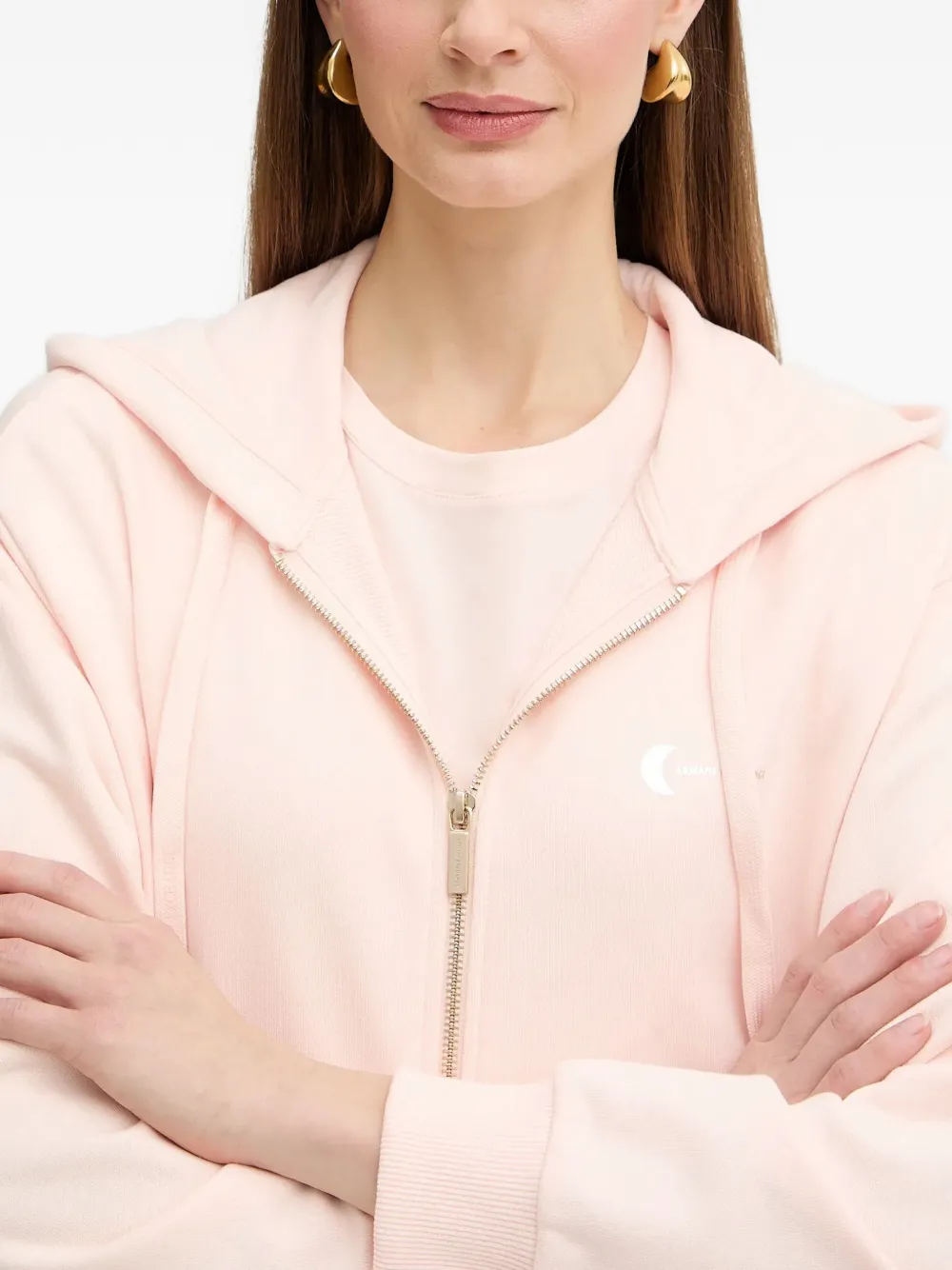 Armani Exchange Hoodie met rits Roze