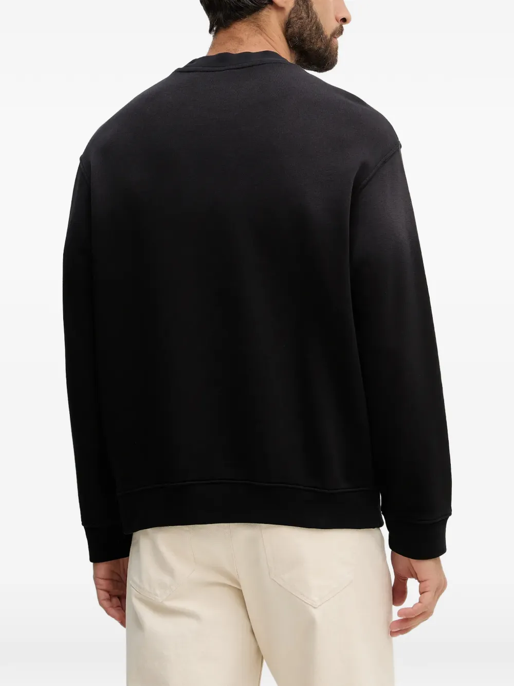 Armani Exchange Sweater met ronde hals en reliëf Zwart