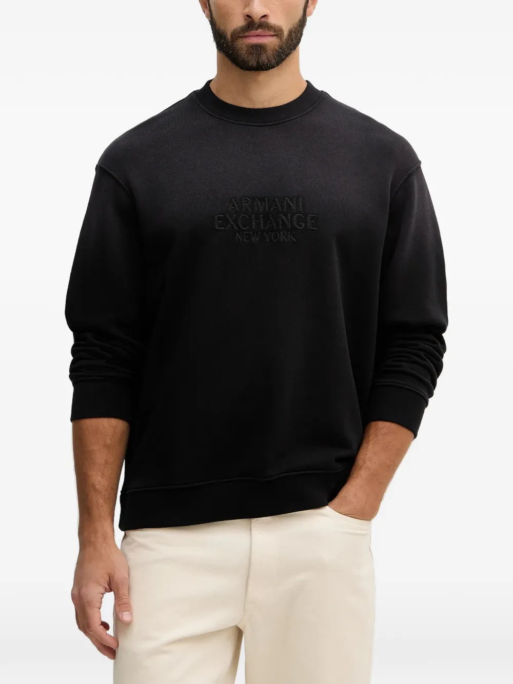 Armani Exchange embossed crew-neck sweatshirt - Nero