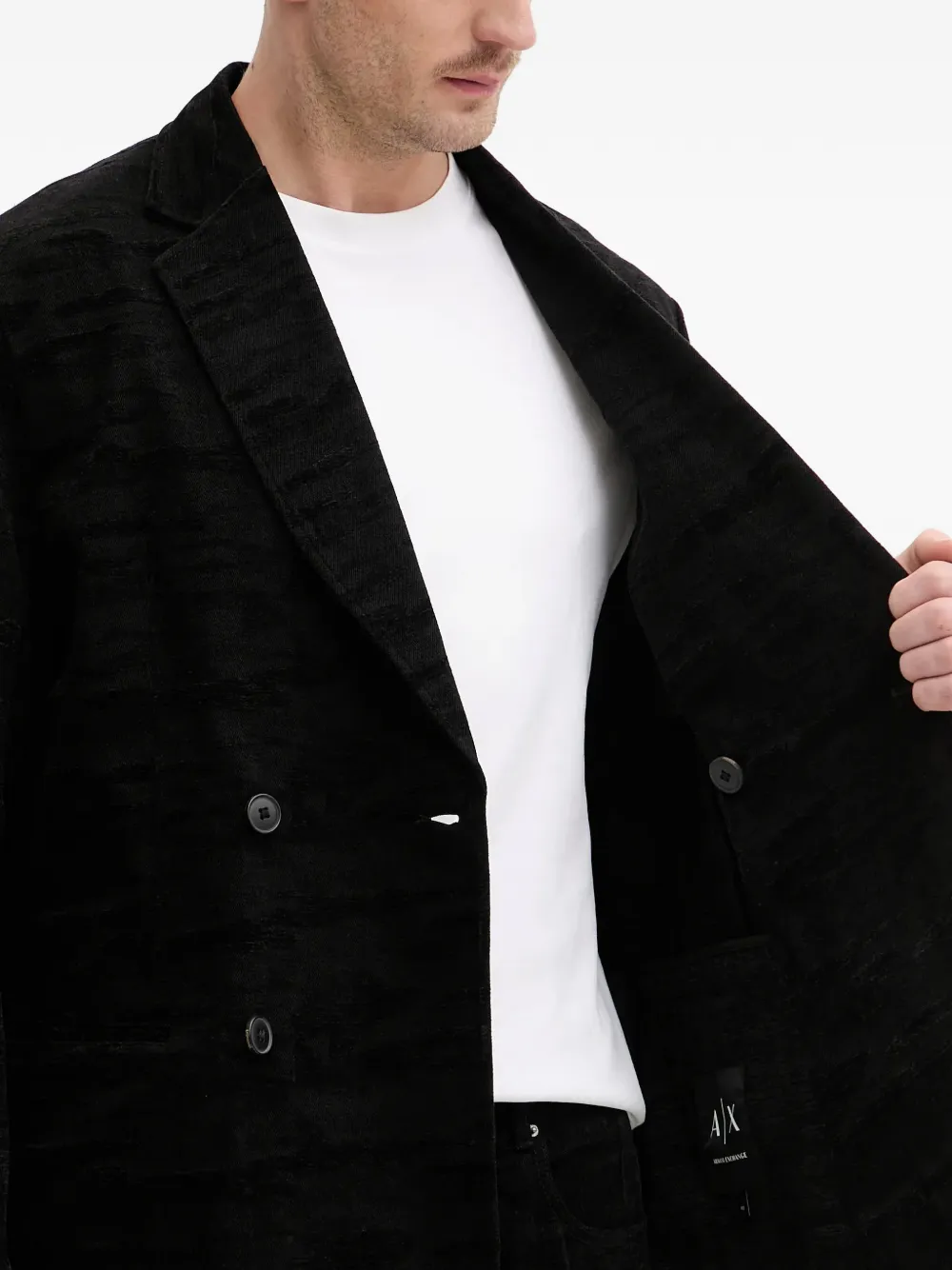 Armani Exchange Jack met dubbele rij knopen Zwart