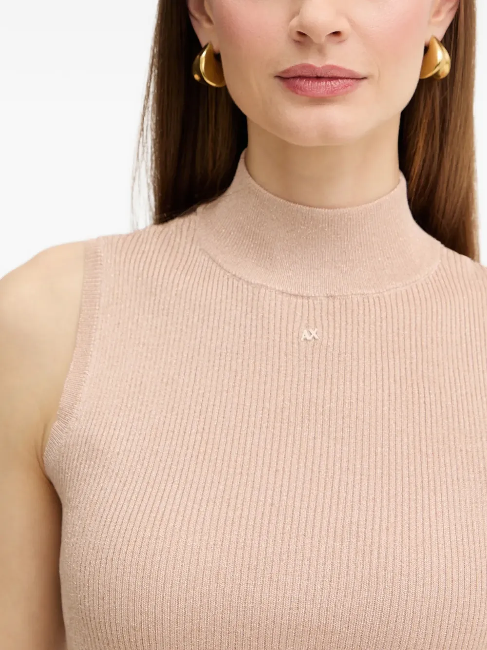 Armani Exchange Geribbelde tanktop Beige