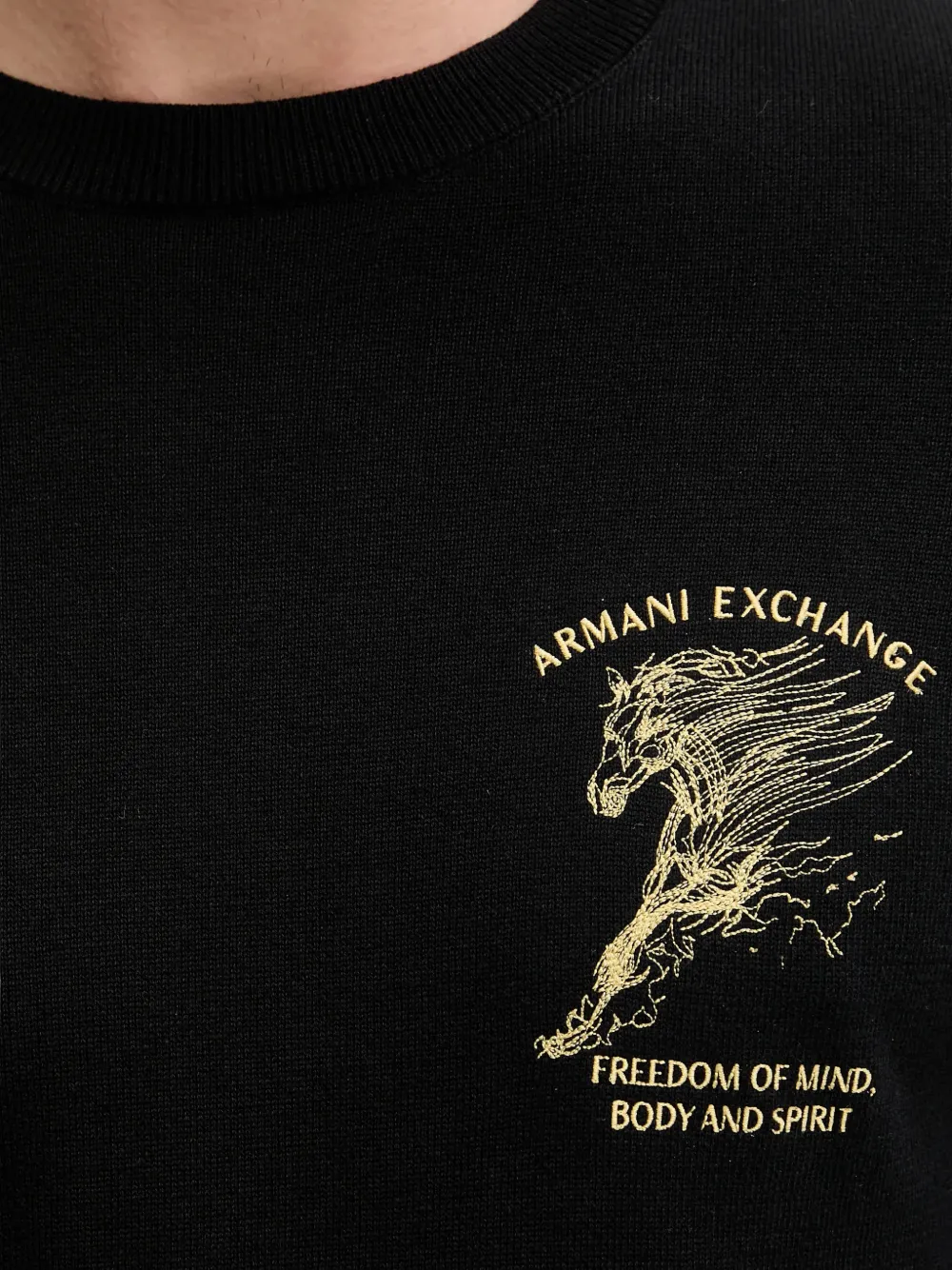 Armani Exchange Sweater met ronde hals Zwart