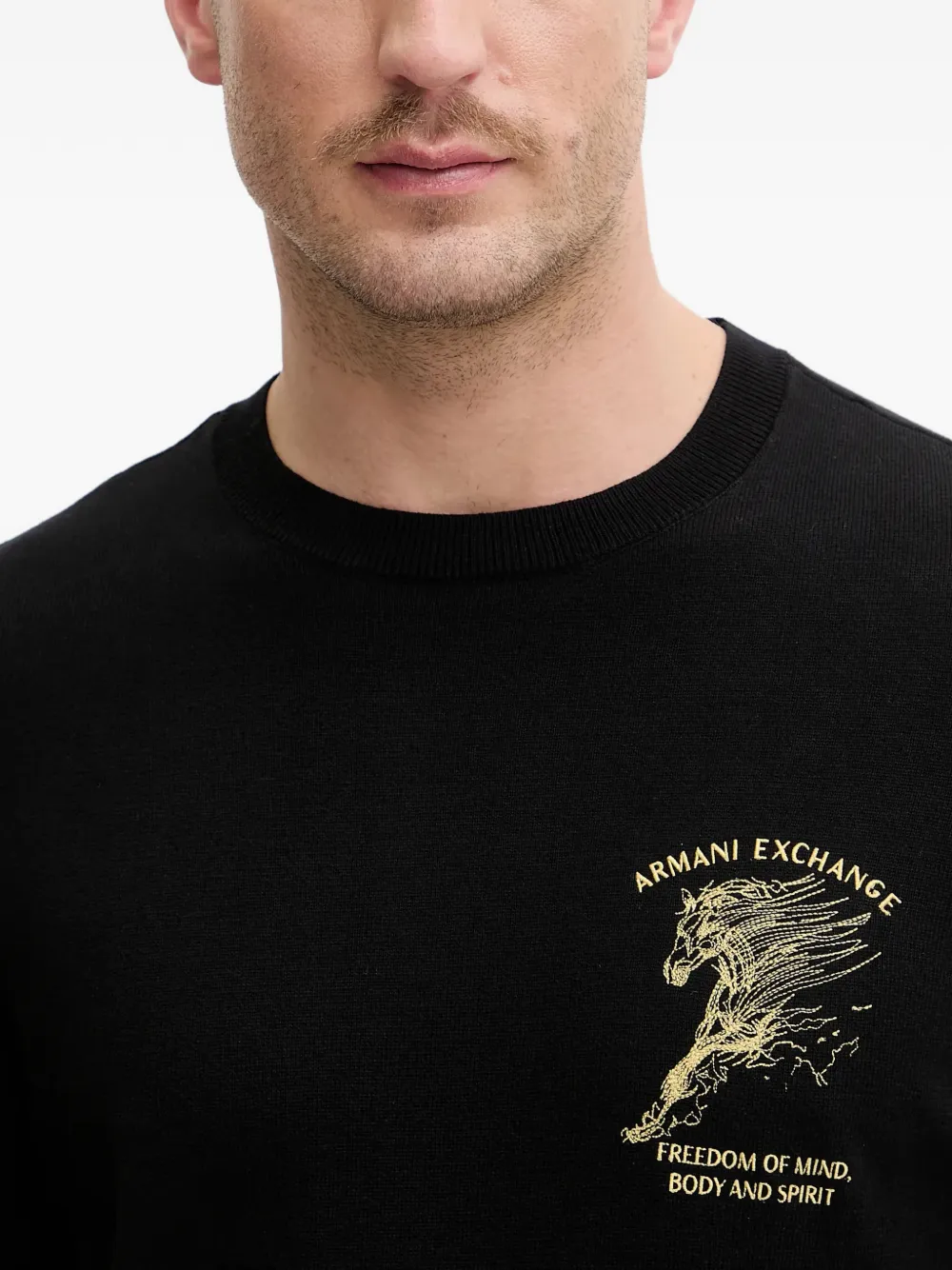 Armani Exchange Sweater met ronde hals Zwart