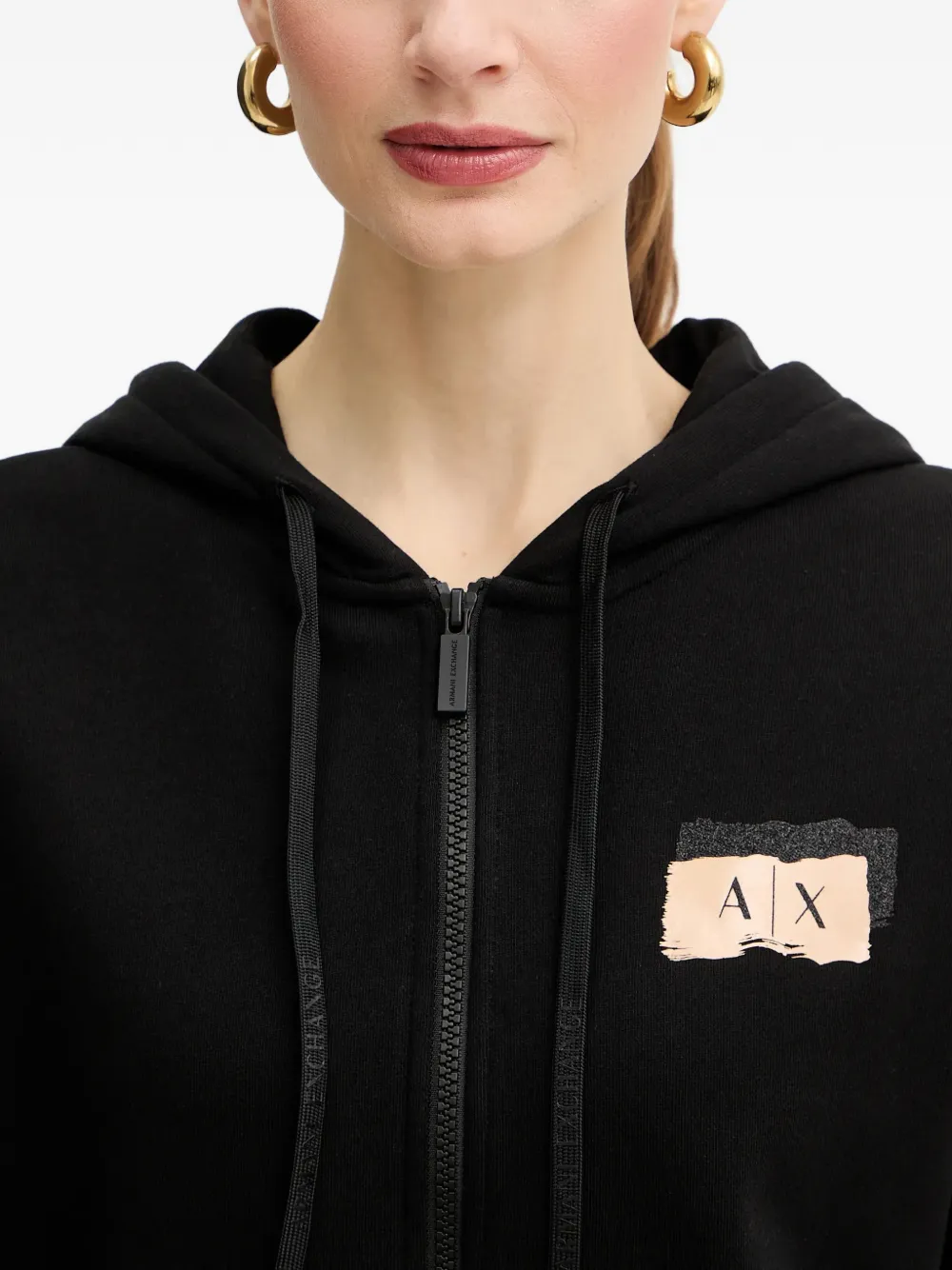 Armani Exchange Hoodie met rits Zwart