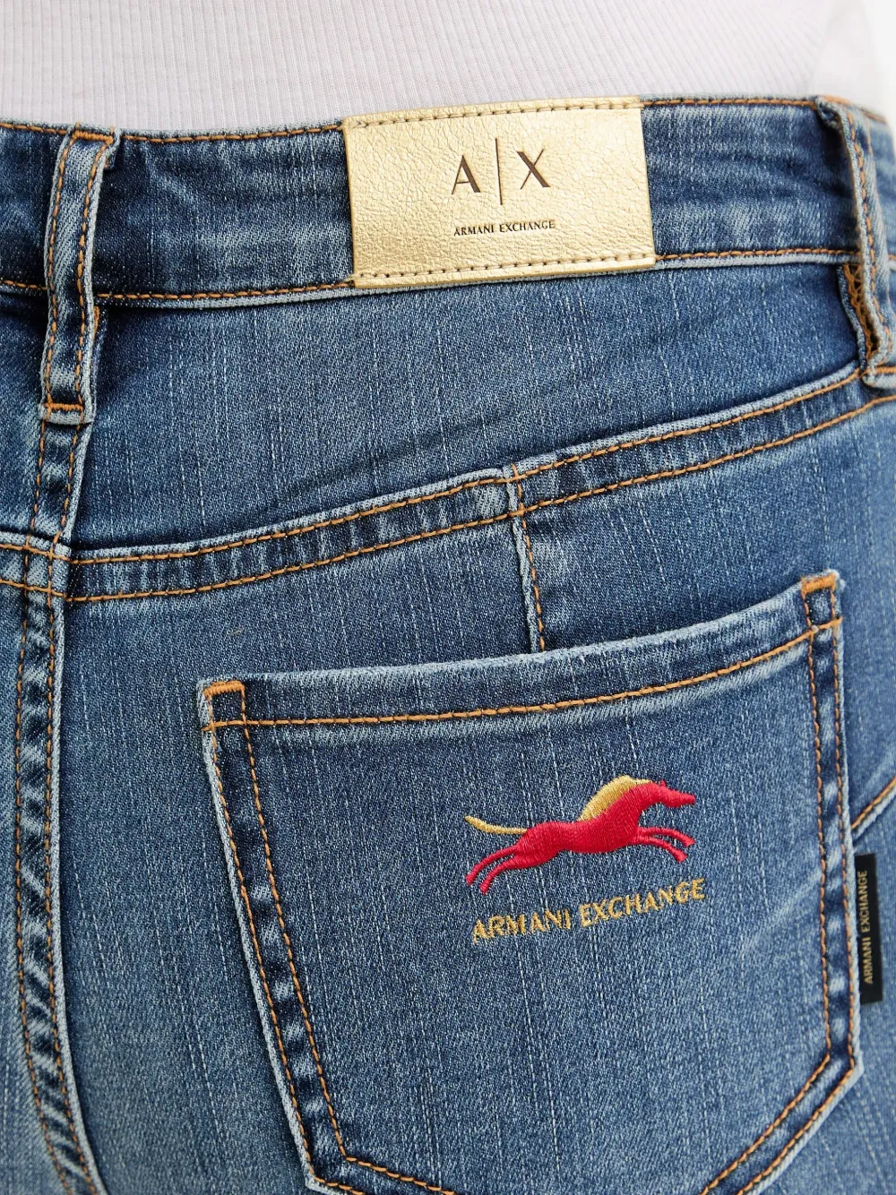 Armani Exchange Jeans met geborduurd logo Blauw