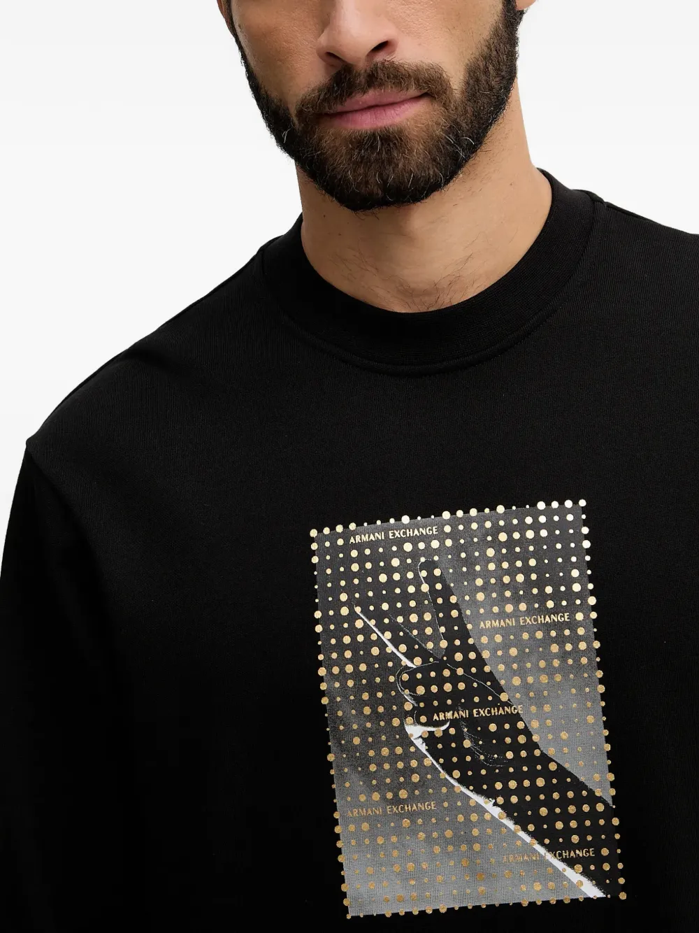 Armani Exchange Sweater met print Zwart