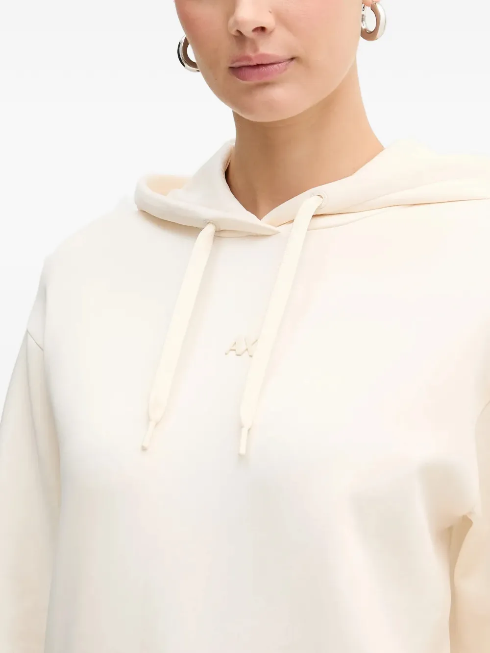 Armani Exchange Hoodie met logoplakkaat Beige