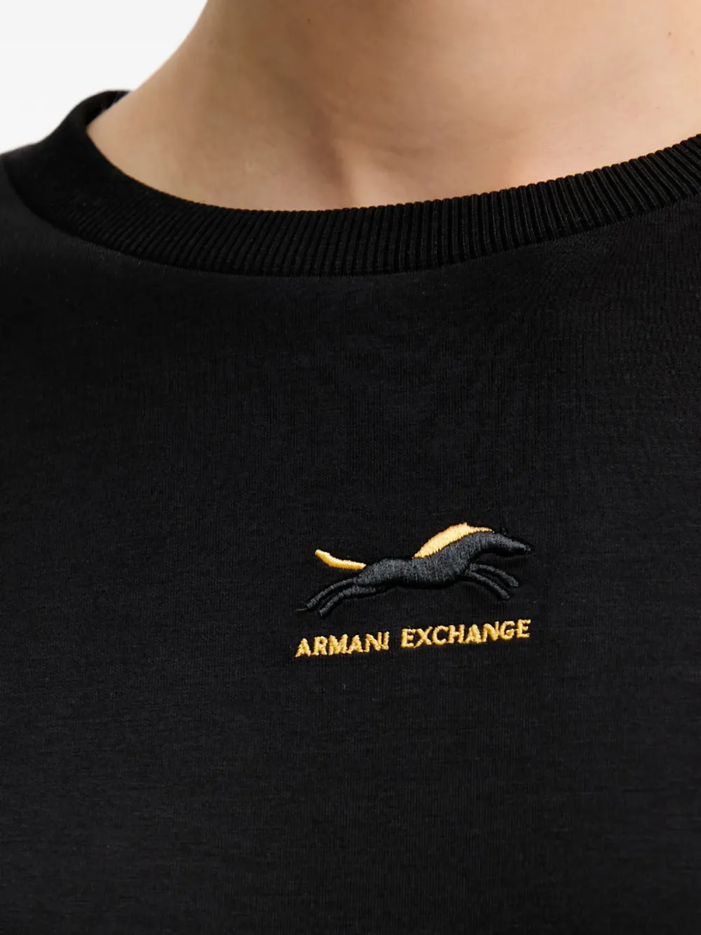 Armani Exchange T-shirt met geborduurd logo en rode halfs Zwart