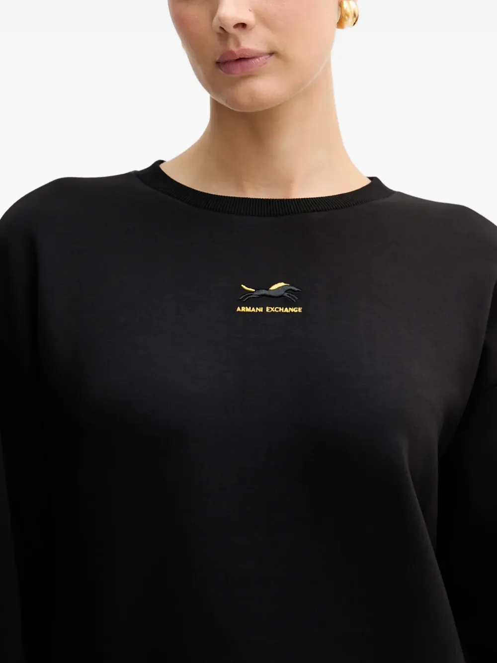 Armani Exchange T-shirt met geborduurd logo en rode halfs Zwart