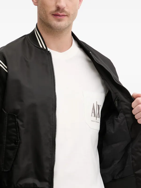 Armani Exchange striped-trim zip-up Jacket | Black | FARFETCH ZA