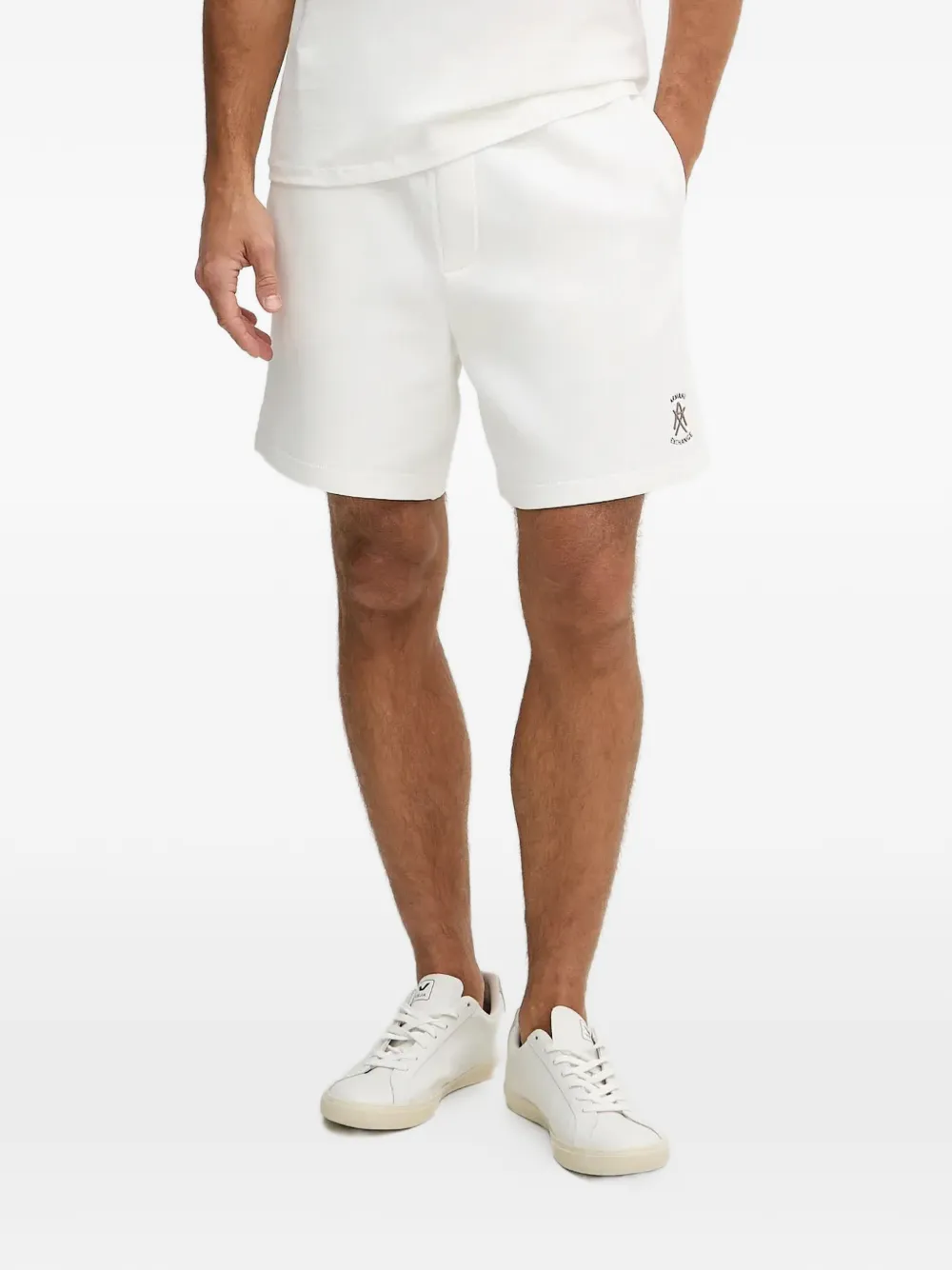 Armani Exchange Logo-embroidered Shorts In White