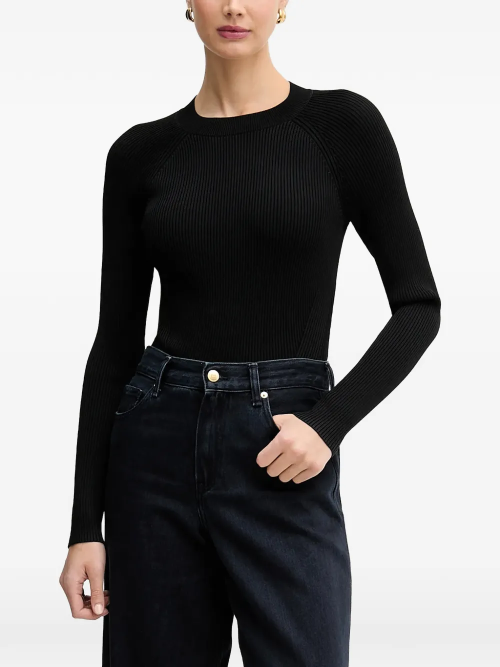 Armani Exchange ribbed round-neck top - Nero