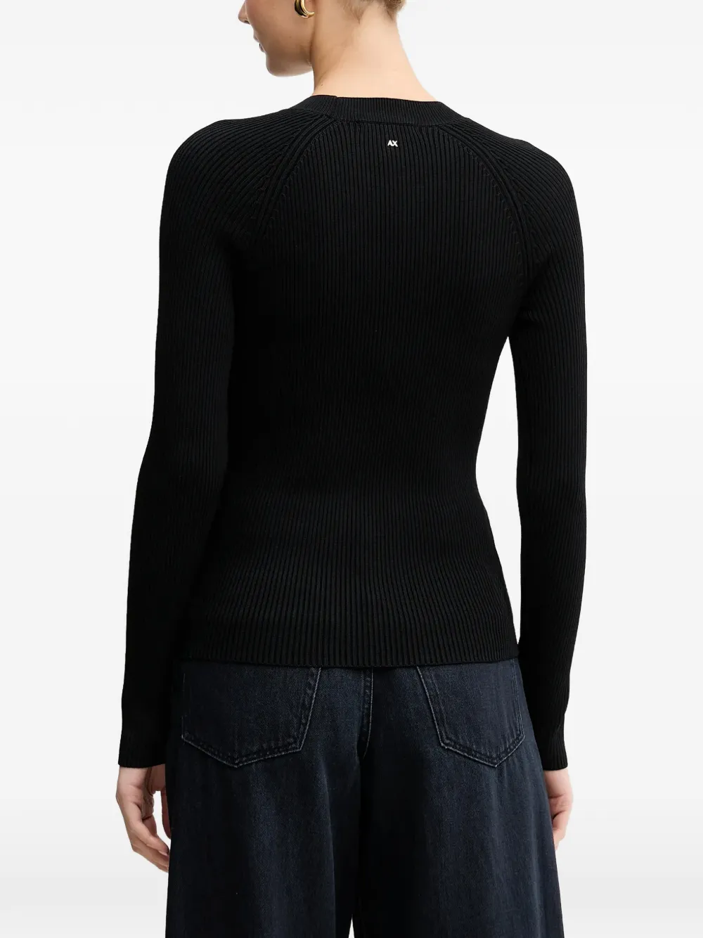  Armani Exchange Ribbed Round-neck Top - Black 