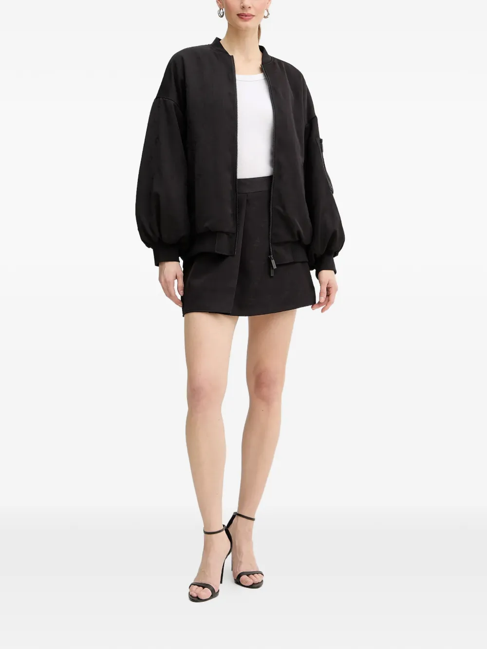  Armani Exchange Ruffled Bomber Jacket - Black 