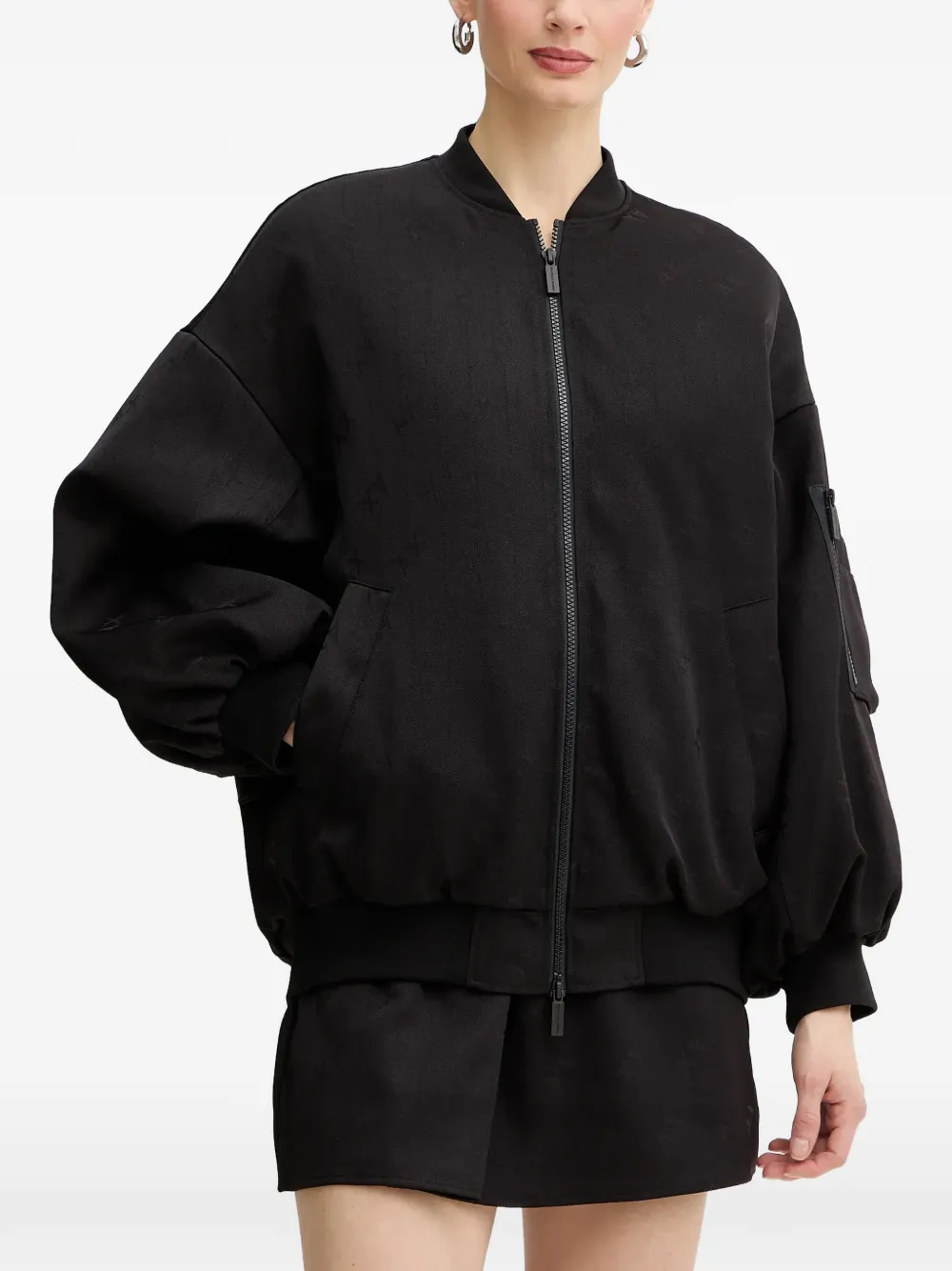 Armani Exchange ruffled bomber jacket - Nero