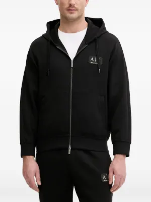 Ea7 Emporio Armani logo-detail zip-up Hoodie | Black | FARFETCH