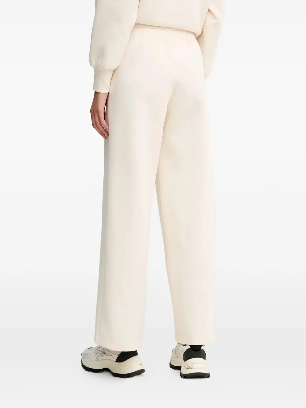 Armani Exchange Joggingbroek met logoplakkaat en wijde pijpen Beige