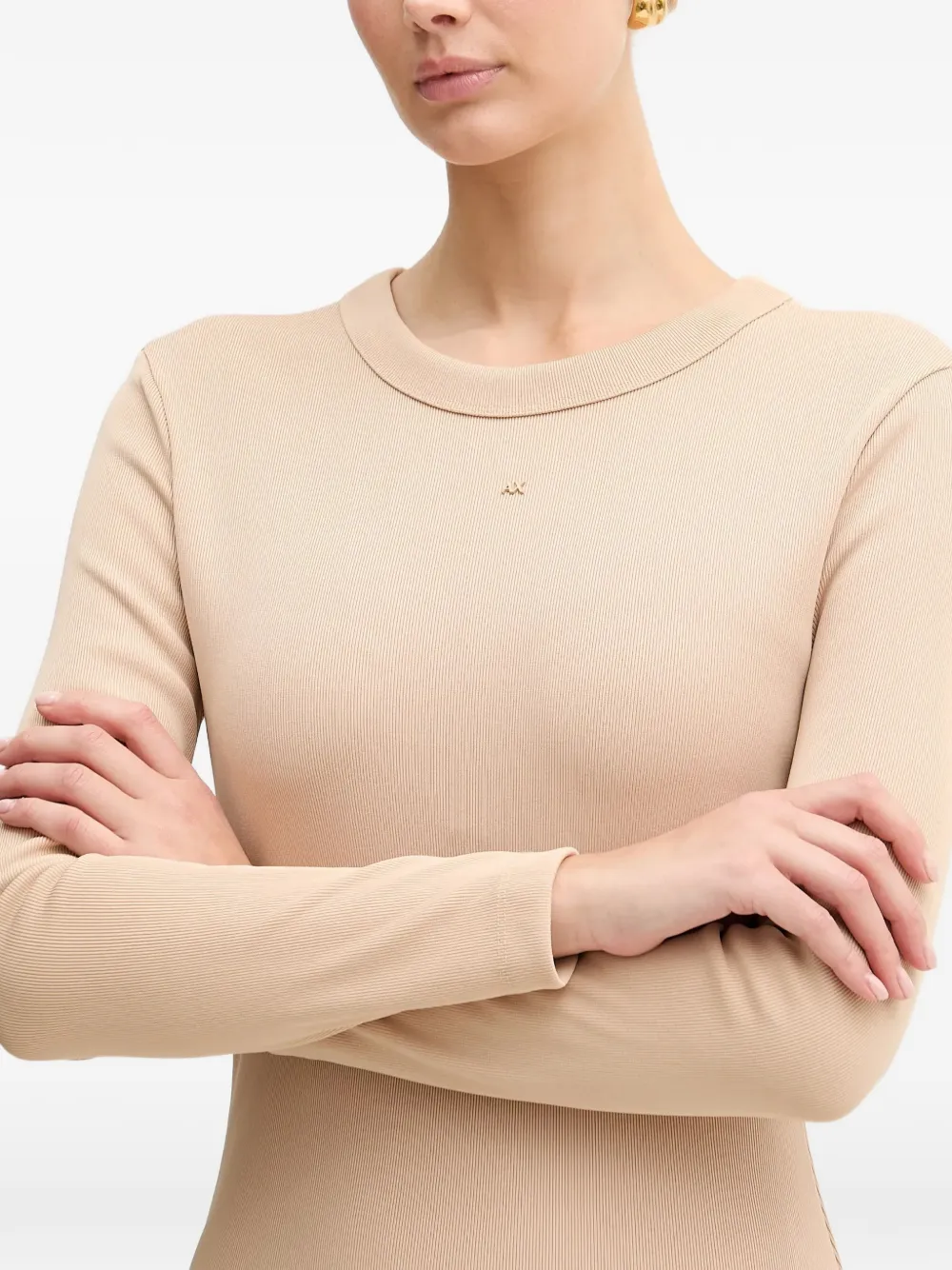 Armani Exchange Jurk met lange mouwen en split Beige