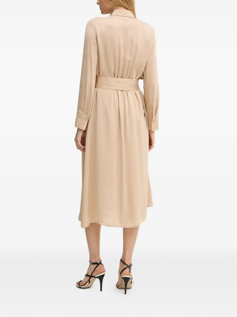  Armani Exchange Belted Shirt Dress - Neutrals 