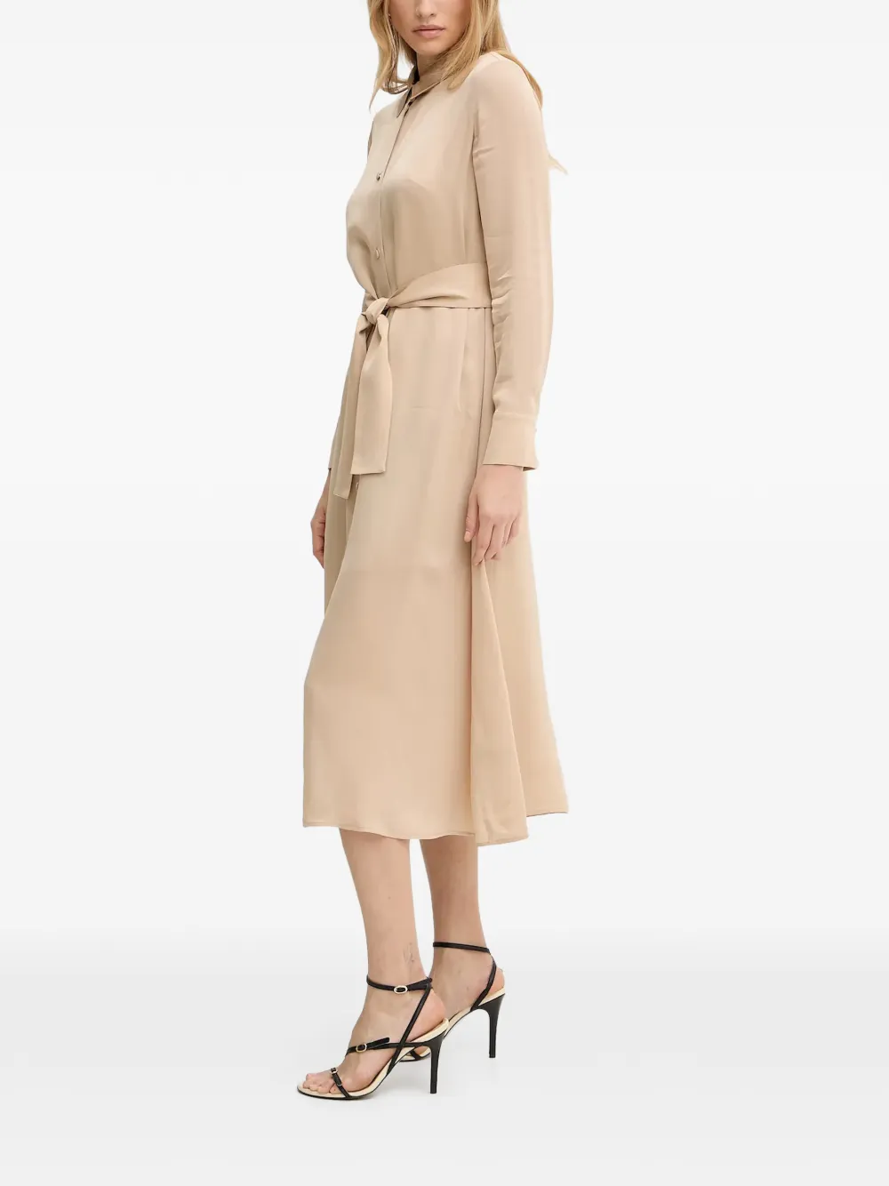  Armani Exchange Belted Shirt Dress - Neutrals 