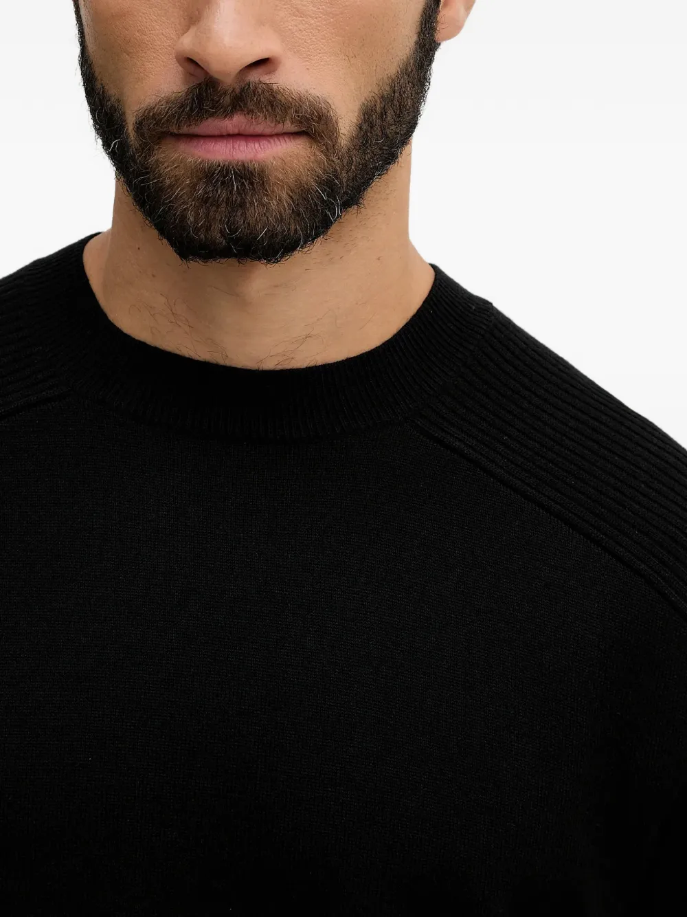 Armani Exchange Geribbelde sweater met ronde hals Zwart