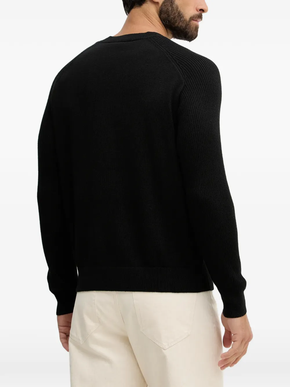 Armani Exchange Geribbelde sweater met ronde hals Zwart