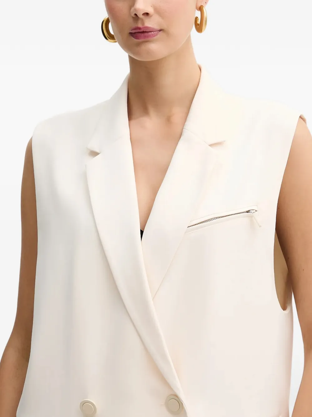 Armani Exchange Gilet met dubbele rij knopen Beige