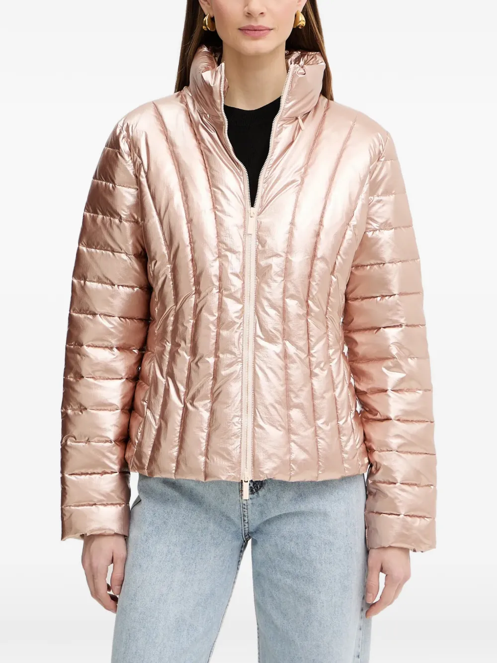 Armani Exchange funnel-neck quilted jacket - Pink