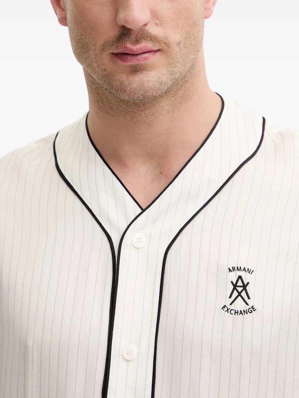 Armani Exchange Overhemd met krijtstreep Beige