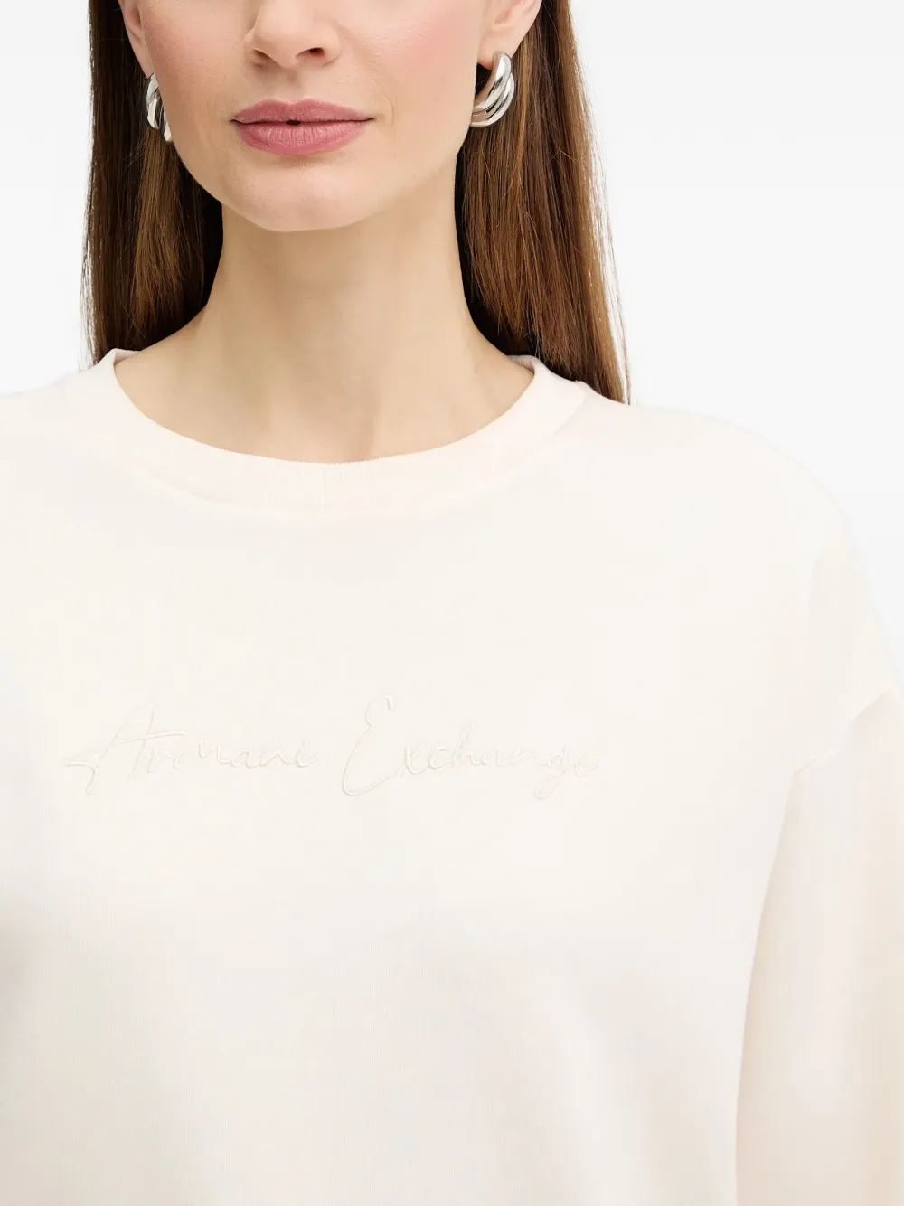Armani Exchange Sweater met borduurwerk Beige